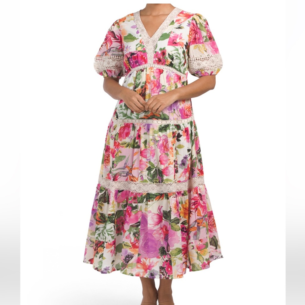 Joie Floral Maxi Dress - Pink and Green